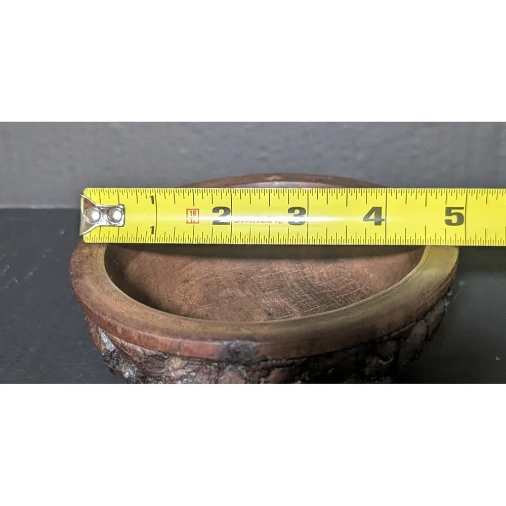 Vintage African Malawi Craftsman Hand Carved African Ebony Wood Bowl Numbered